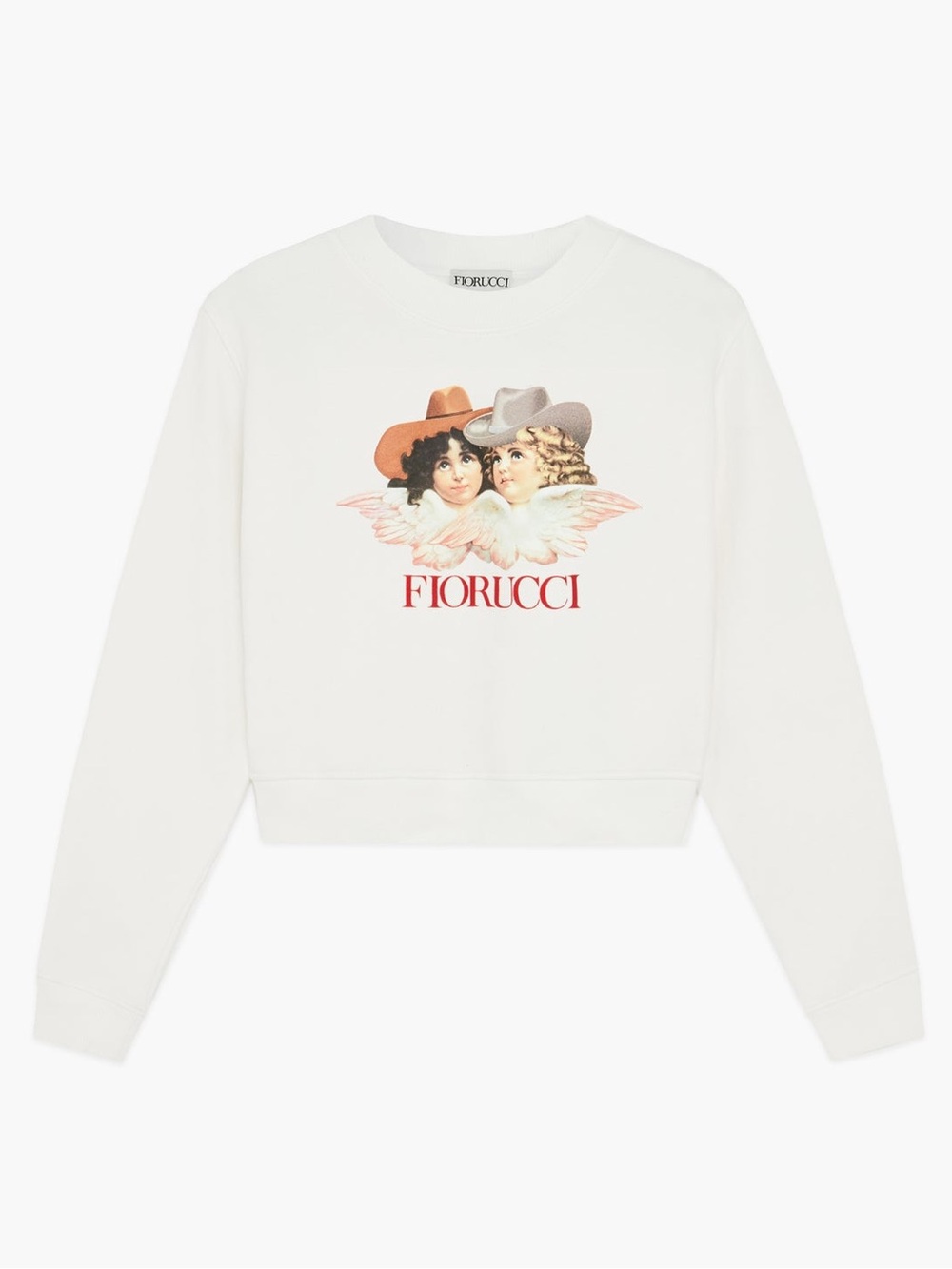 Fiorucci White Angel Logo Cropped Sweatshirt L